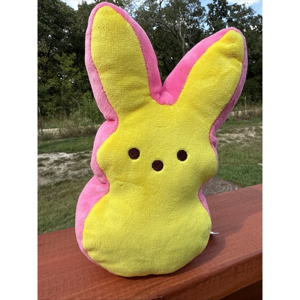 Peeps 9" Plush Yellow Pink Marshmallow Bunny Soft Plush Two Tone Gift Plushie